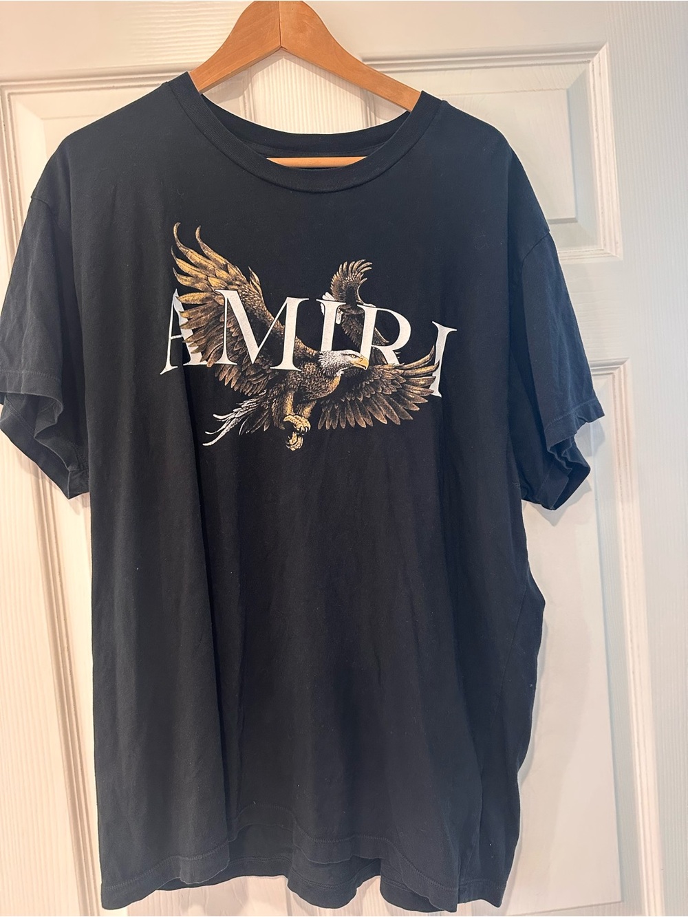 AMIRI Black Graphic Eagle Logo Short Sleeve Tee size L